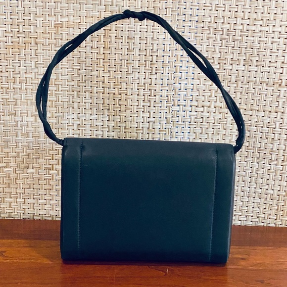 🌟HP🌟VTG 1950s Black Silk Knotted Strap Box Bag - Picture 9 of 13